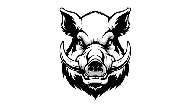 Aggressive Wild Boar Head Mascot Vector Illustration