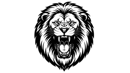 Fototapeta premium Aggressive Lion Head Mascot Logo Black and White Vector Illustration