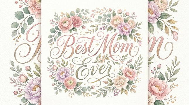 Best Mom Ever Stylish Typography Illustration