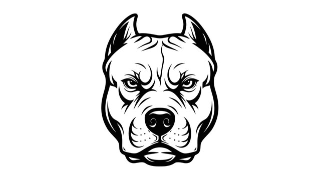 Aggressive Pitbull Dog Head Mascot Logo Vector Illustration