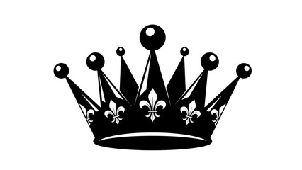 Black and White Royal Crown Silhouette with Fleur de Lis Design © ISLAH