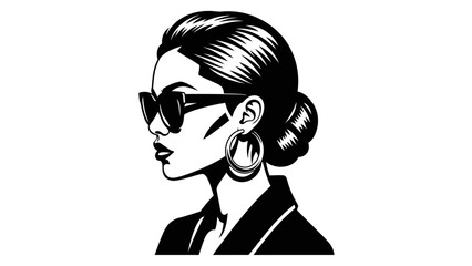 Stylish Woman Profile Portrait Vector Illustration © ISLAH