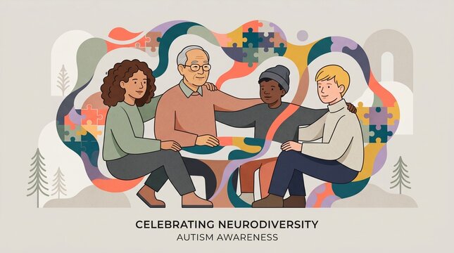 Scandinavian Style Autism Awareness Illustration