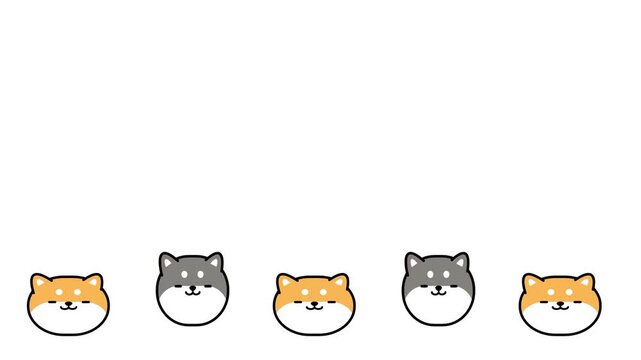 A row sticker showing multiple small Shiba Inu faces lined up together in a cute sequence on a white background