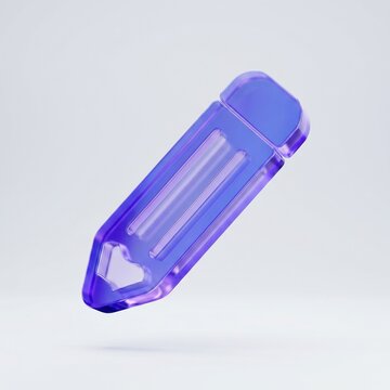 3D Glass Pencil Icon for Editing and Creative Design