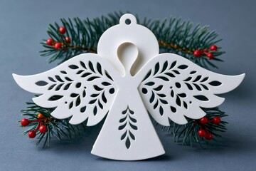 Obraz premium Angel ornament bringing Christmas spirit to winter holidays