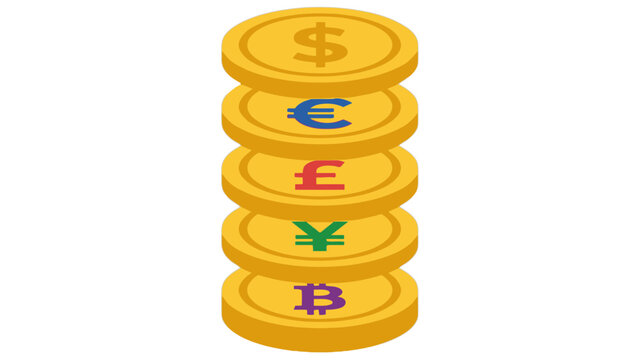 Global Currency Coins Stacked for Financial Growth