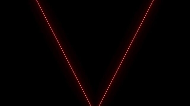 A 3D red line forming a V-shape, creating a continuous loop against a black background with subtle neon glow