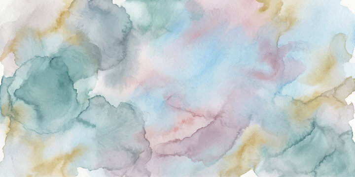 Colorful Abstract Watercolor Sky Background on Vintage Textured Paper Canvas