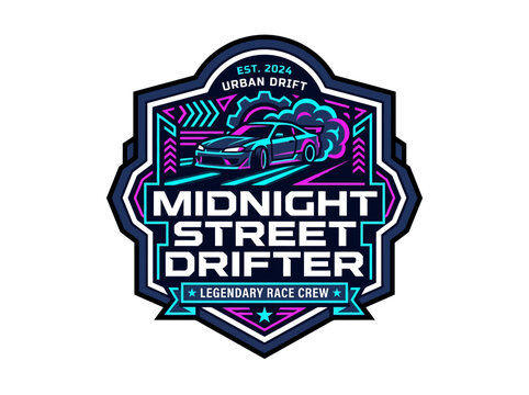 Midnight Street Drifter Car Racing Logo.