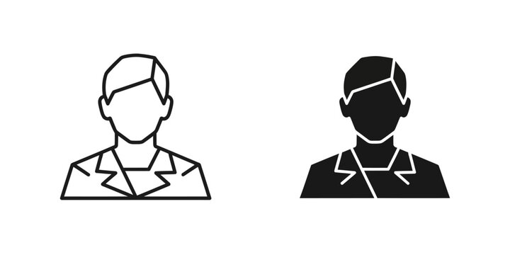 Business person profile icons in linear and silhouette formats with business employee corporate character