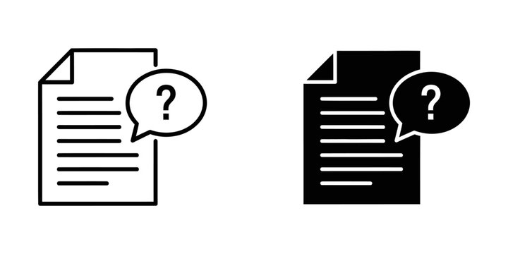 Document icon with question mark speech bubble document question business information illustration