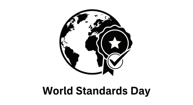 World Standards Day logo featuring a globe and a quality certification seal.