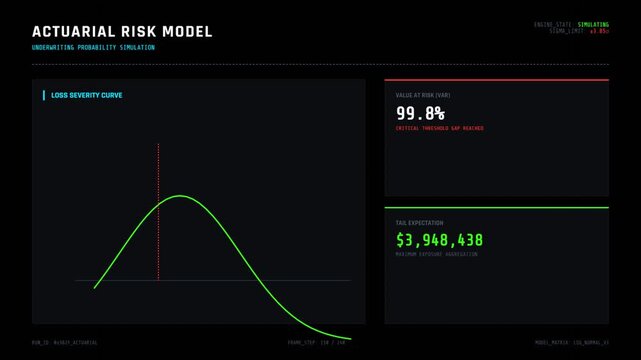 Actuarial risk model data visualization on digital screen.