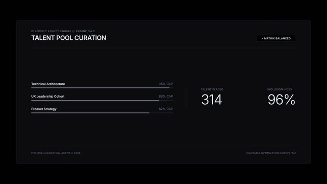Modern dashboard interface displaying talent pool curation analytics.