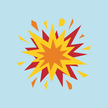 A vibrant graphic illustration of a colorful starburst explosion effect