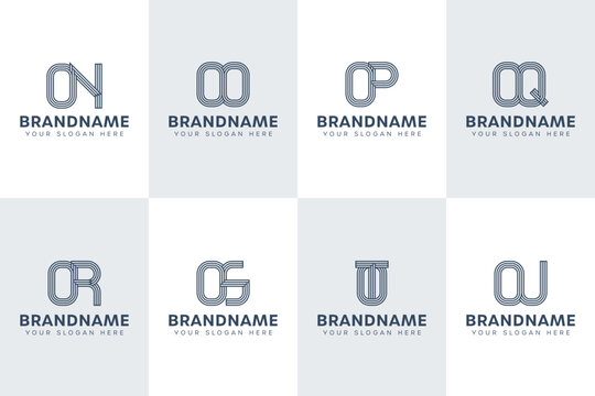 Letters ON OO OP OQ OR OS OY OU  Monogram Logo Set, for NO OO PO QO RO SO YO UO Initials