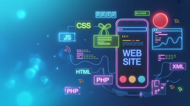 Conceptual Illustration of Mobile Website Development and Responsive Web Design Process