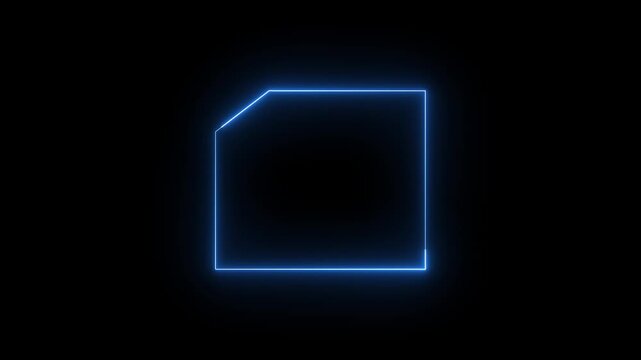 Geometric neon frame provides a modern tech border layout. Seamless neon frame highlights digital media displays. Professional motion graphic design with a neon frame.