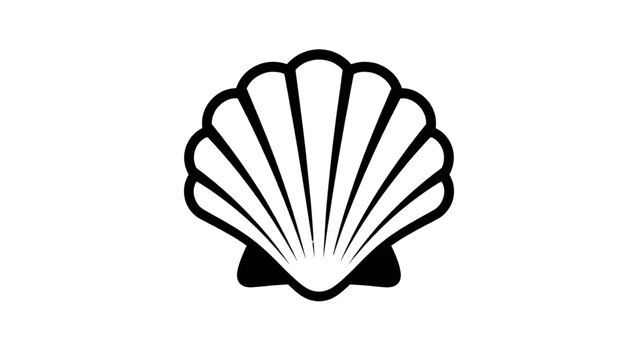Black and white seashell icon shellfish ocean symbol