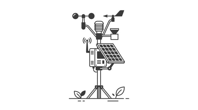 Weather Station with Solar Panel, Anemometer, Wind Vane, Rain Gauge