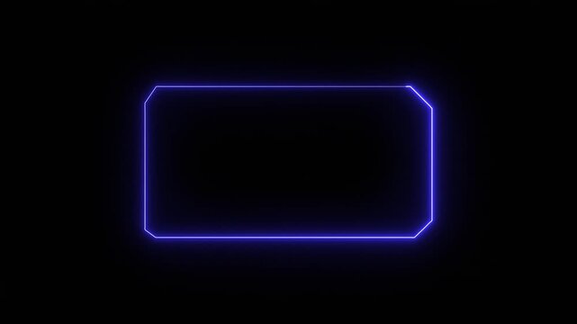 Geometric neon frame provides a modern tech border layout. Seamless neon frame highlights digital media displays. Professional motion graphic design with a neon frame.