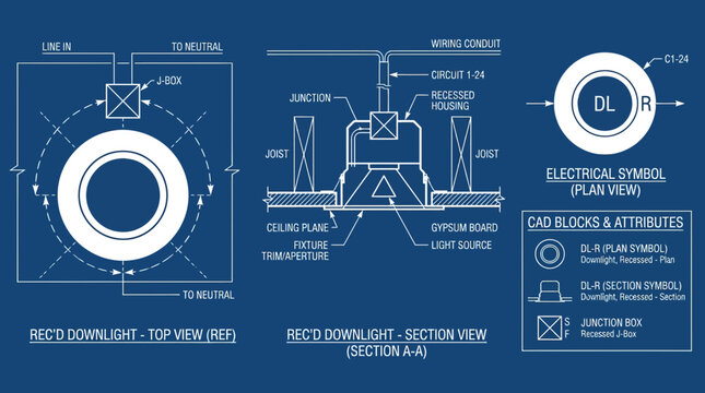 Recessed Downlight Electrical Wiring Diagram Blueprint