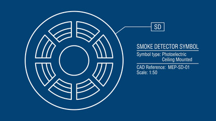 Smoke Detector Symbol Blueprint - Photoelectric Ceiling Mounted