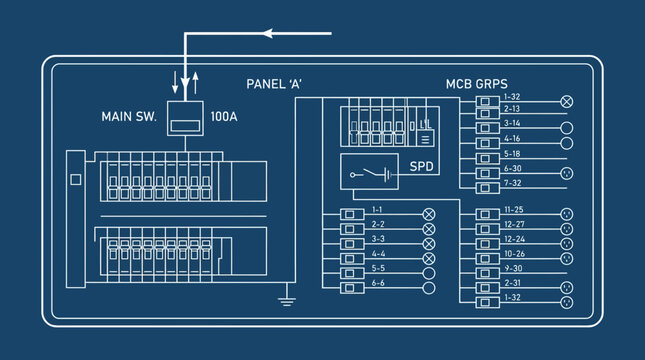 Electrical Panel Schematic Blueprint - MCB Groups