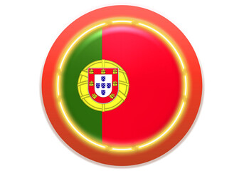 Obraz premium Portugal Flag Badge with Neon Effect