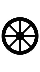 Obraz premium Black ancient wheel silhouette on white background