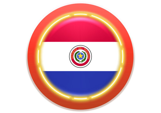 Paraguay Flag Emblem with Neon Light