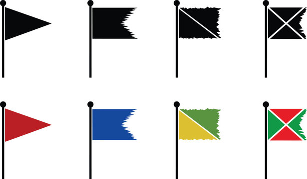 Tattered flag medieval element set