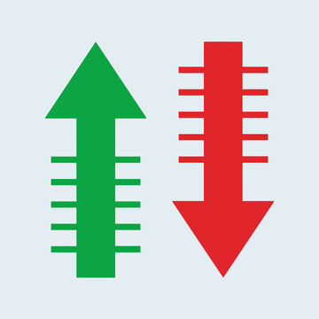 A green upward arrow and a red downward arrow are shown