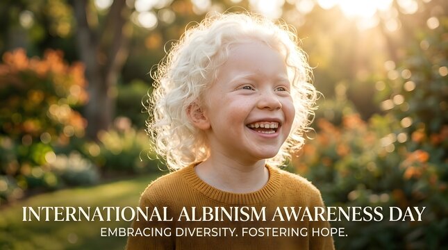 International albinism awareness day joyful child outdoor in nature