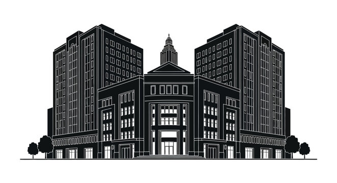 Oklahoma City Hall silhouette, iconic municipal building vector