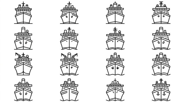 Collection of Various Ship and Vessel Silhouettes
