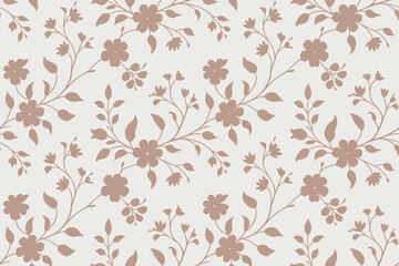 Fototapeta premium Brown Floral Pattern on White Background