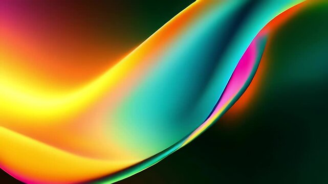 Abstract background featuring smooth flowing liquid waves with vibrant neon gradient colors.