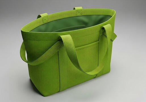 A stylish lime green tote bag with sturdy handles for daily shopping or casual travel use