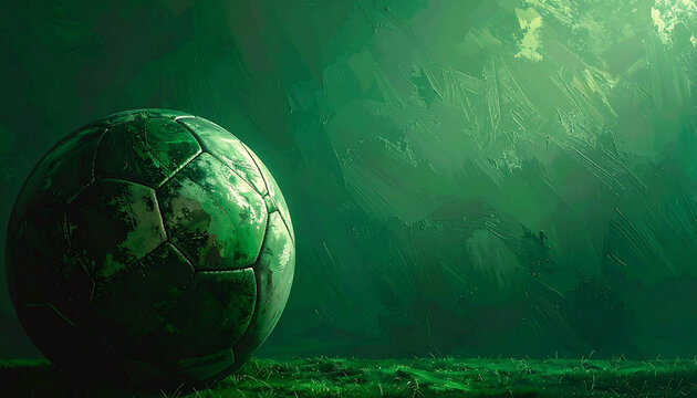 Bola de futebol verde na floresta