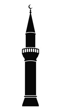 Islamic Minaret Silhouette with Crescent Moon