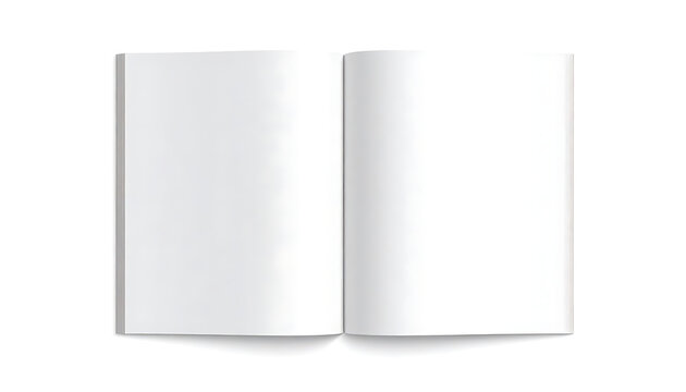 Open blank book mockup, empty pages ready for content, clean design for writing or publishing mockups