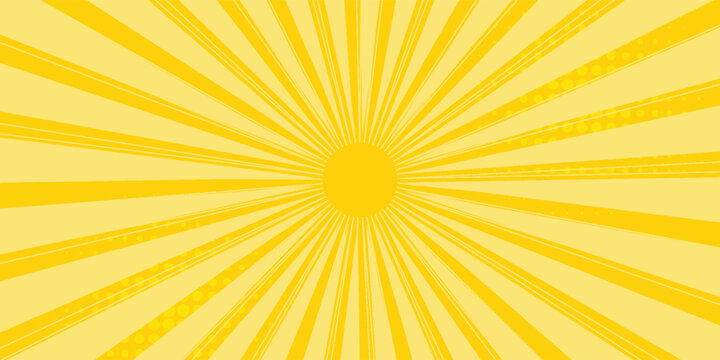 Yellow abstract background with light of sunburst. yellow starburst with halftone.
