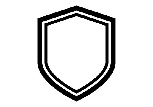 Emblema en forma de escudo con doble contorno lineal negro