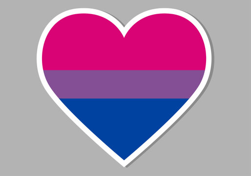 Coraz&oacute;n con los colores de la bandera del orgullo bisexual sobre un fondo gris
