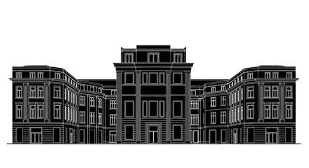 Fototapeta premium Black and white silhouette of a classic neoclassical building facade