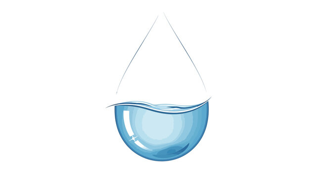 Half filled water drop icon representing liquid volume level and hydration symbol for fresh splash and purity concept with blue aqua droplet shape isolated on white background for health