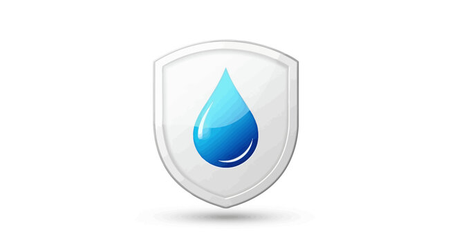 Waterproof Protection Icon Representing Water Resistant Shield Graphic With Droplet Liquid Element For Moisture Proof Surface Material Security And Safety Sign Illustration