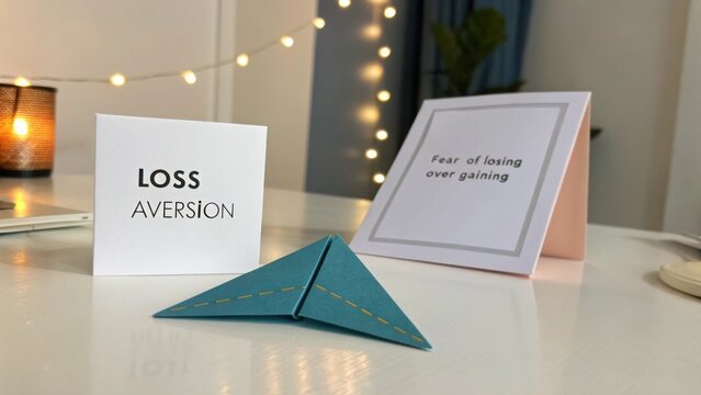 Understanding Loss Aversion in Behavioral Economics Through Visual Representation of Decision-Making Concepts in a Cozy Workspace Setting